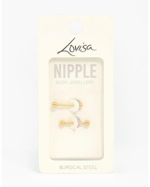 Lovisa Metallic Plated Surgical Steel Plain Ball Nipple Bars 2-Pack