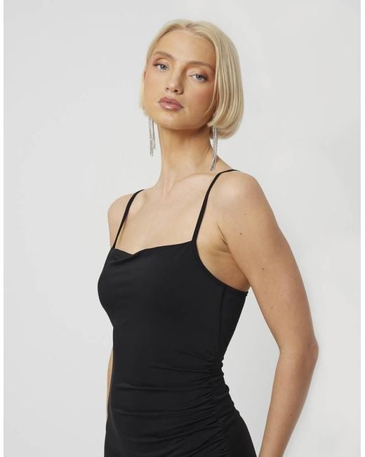 Brave Soul Black Strappy Square Neck Midi Dress