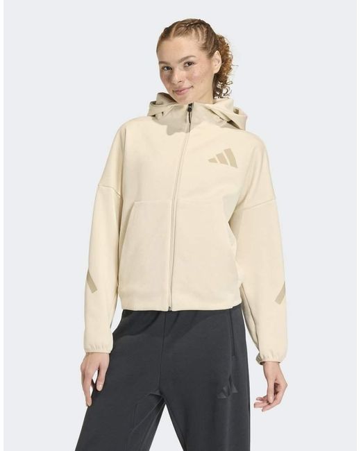Adidas Originals Natural Adidas Z.N.E. Full-Zip Hoodie