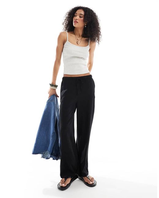 Hollister Black Spaghetti Strap Ribbed Tank Top