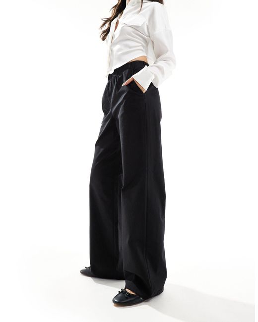 4th & Reckless Black Linen Look Wide Leg Trousers
