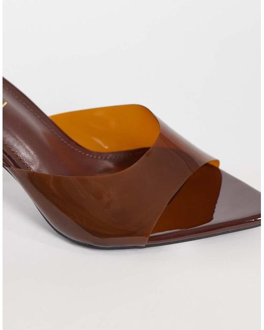 SIMMI Brown Simmi London Santo Wide Fit Heeled Mule Sandals
