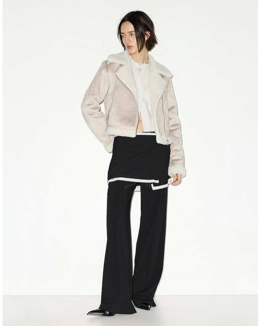 Pull&Bear White Short Double-faced Jacket