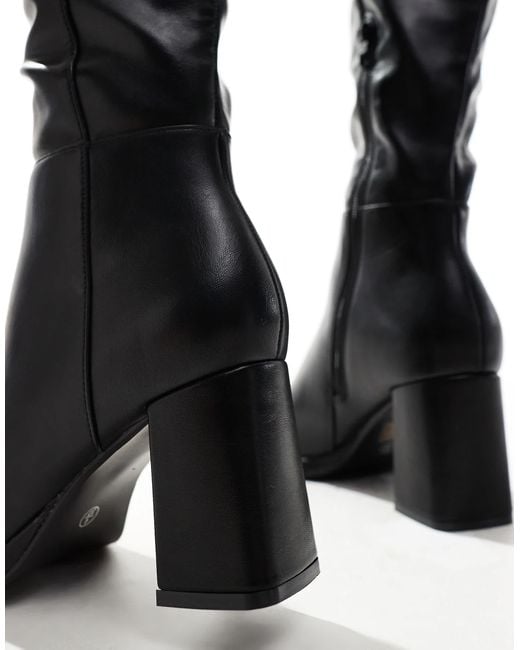 SEQWL Wide Fit Knee High Block Heel Boots in Black | Lyst