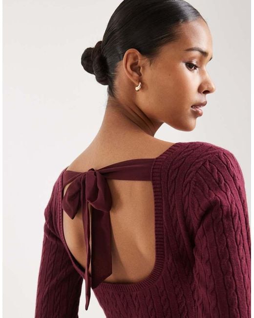 Hollister Red Tie Back Babydoll Sweater Mini Dress