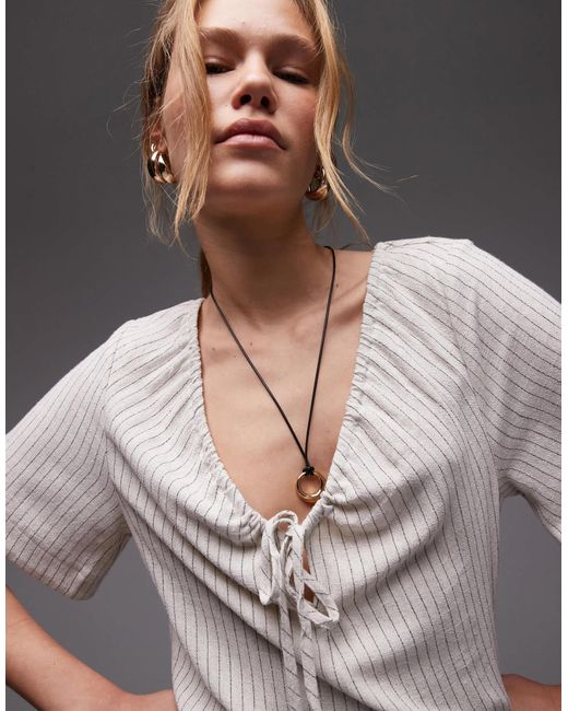 TOPSHOP Gray Tie Front Throw On Romper