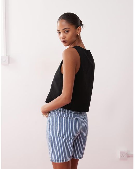 Monki Black Linen Waistcoat