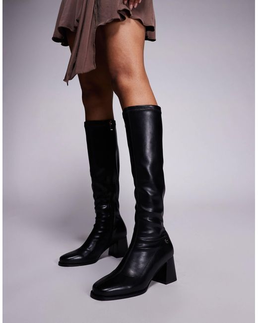 SIMMI Black Simmi London Cole Heeled Knee Boots With Block Heel