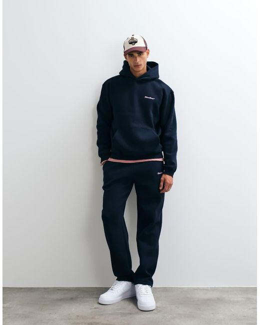 ASOS Blue Relaxed Hood With Front And Back Pigment Print for men