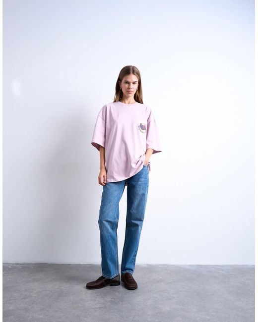 TOPSHOP White Graphic Ciliegia Back Print Oversized Tee