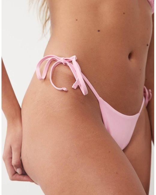Oh Polly Pink Tie Side Thong Bikini Bottom Co-Ord