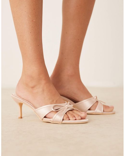 Glamorous Natural Heeled Mule Sandals