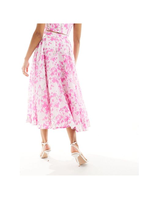 Bardot Pink Midi Skirt Co Ord
