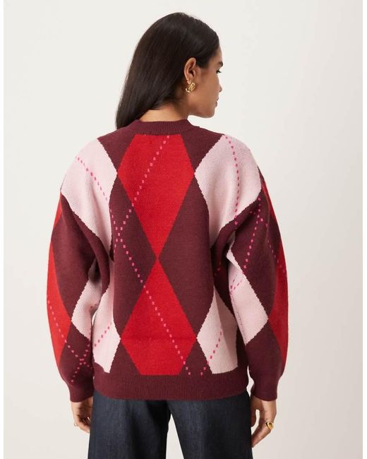 ASOS Red Argyle Santa Baby Jumper
