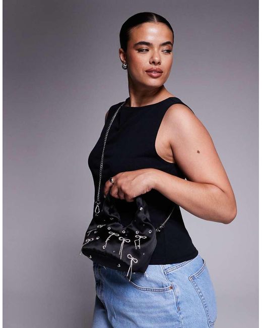 Borsa A Mano Nera Con Fiocchi di River Island in Gray