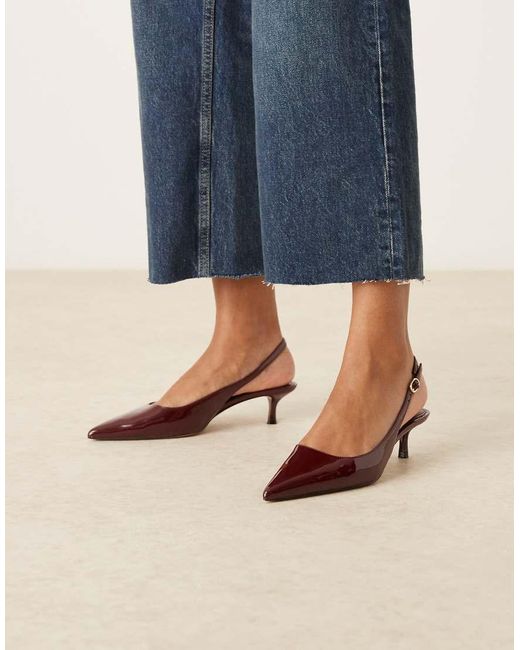 Mango Blue Patent Pointed Heeled Slingback