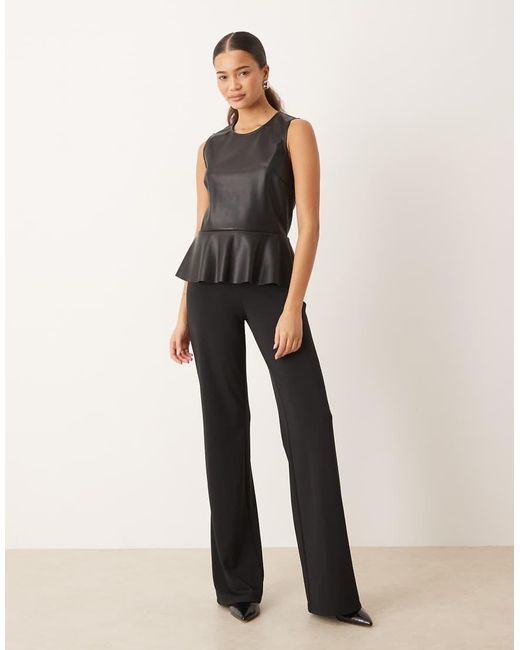 Gina Tricot Black Pu Peplum Top