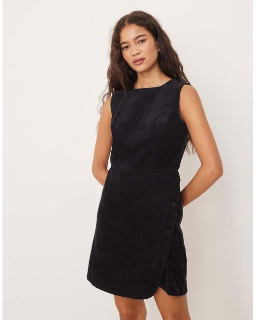 Nobody's Child Black Birch Tailored Cord Pinafore Mini Dress
