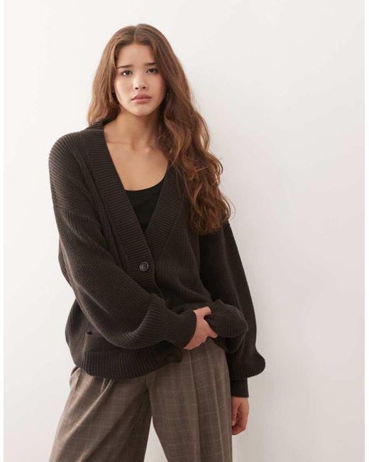 Monki Black Longline Knitted Oversized Cardigan