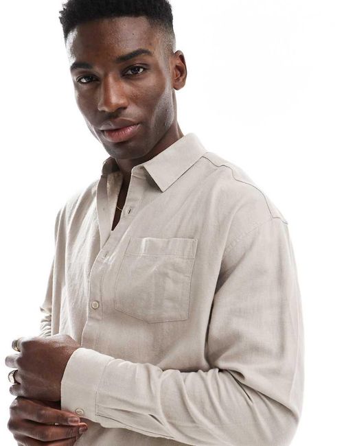 Camicia A Maniche Lunghe Vaporosa di New Look in Gray da Uomo