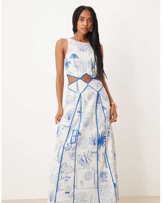 Never Fully Dressed Blue – gemustertes midaxi-kleid