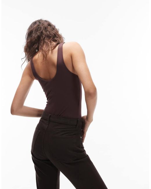 Body Marrón Chocolate Con Diseño Supermoldeador Y Escote Cuadrado De ASOS de color Purple