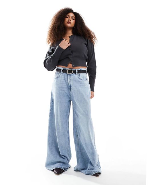 ASOS Blue Asos Design Curve Wide Leg Jean