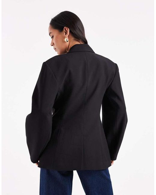 Americana De Sastre Negra Con Doble Botonadura Y Mangas Cocoon De ASOS de color Blue