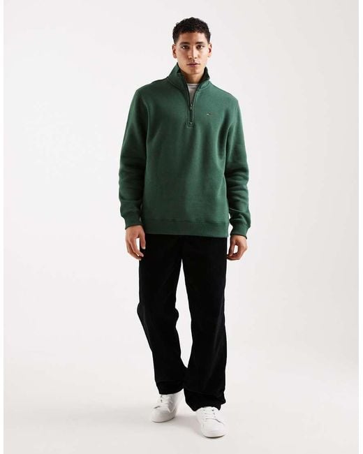 Tommy Hilfiger Green Badge 1/4 Zip Fleece Sweatshirt for men