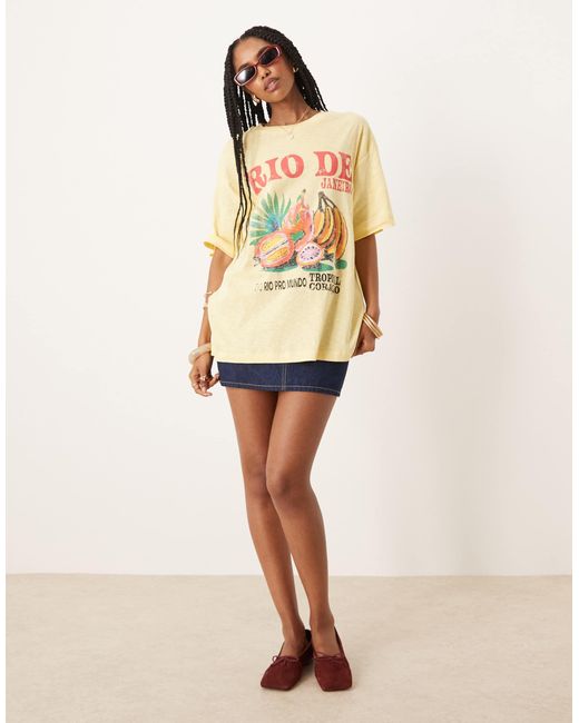 ASOS Natural Oversized Slubby T-shirt With Rio