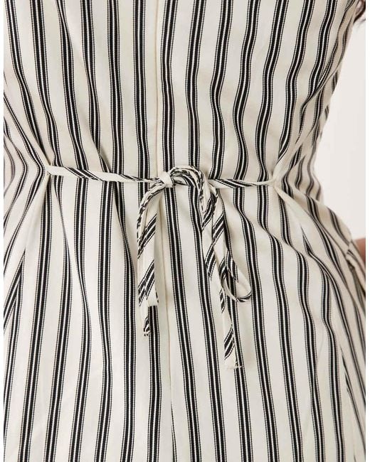 New Look White Stripe Button Through Cami Mini Dress
