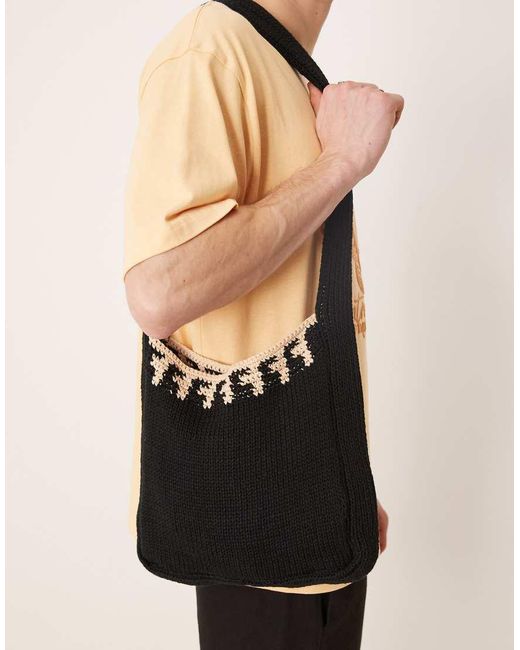 ASOS Gebreide Crossbody Tas in het Black voor heren