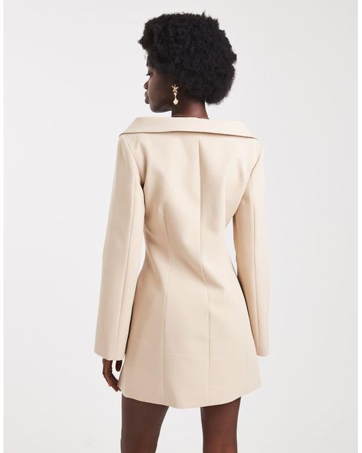 ASOS Natural Off Shoulder Blazer Dress