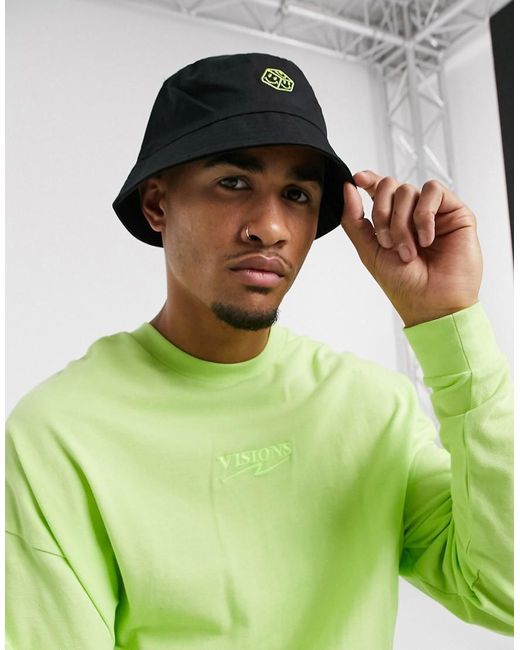 asos black bucket hat