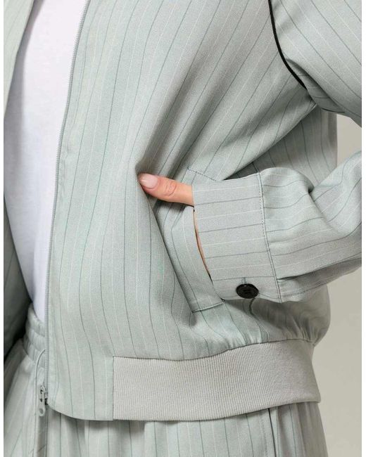 PixieGirl Gray Petite Stripe Tailored Jacket