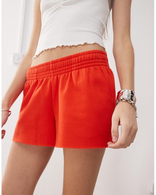 Collusion Red Sweatpants Fabric Micro Shorts