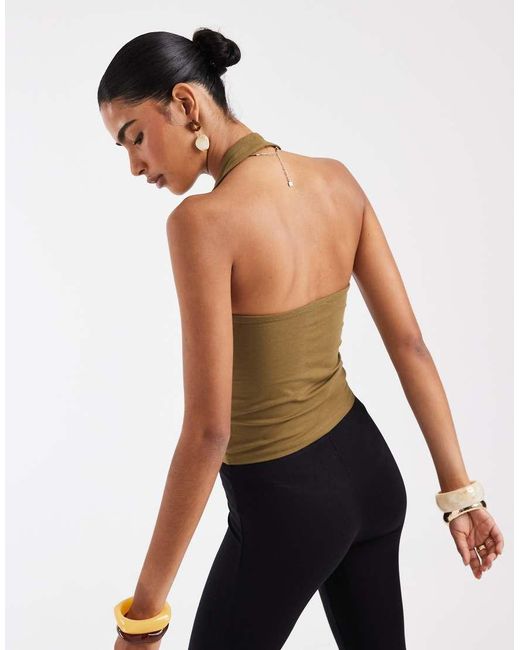 ASOS Green Double Layer Minimal Halter Neck Top