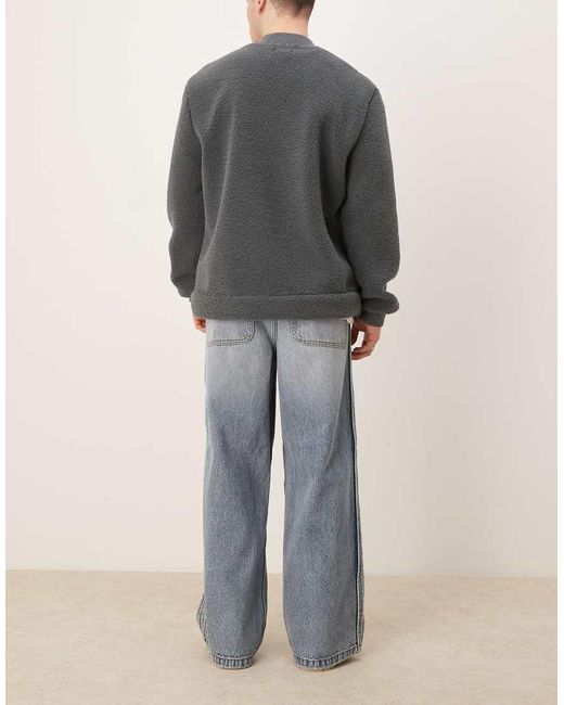 Jeans Extra Ampi Lavaggio Medio Con Vita Elasticizzata di ASOS in Gray da Uomo