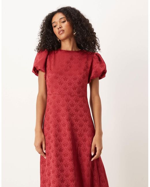 Sister Jane Red Puff Sleeve Bubble Hem Maxi Dress