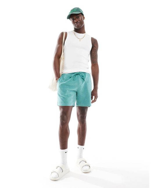 ASOS Blue Slim Towelling Shorts for men