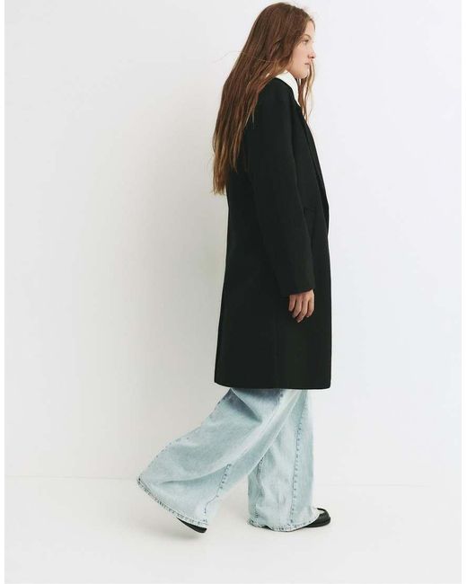 Pull&Bear White Felt Texture Coat With Button