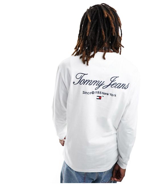 Tommy Hilfiger White Regular Logo Long Sleeve T-shirt for men