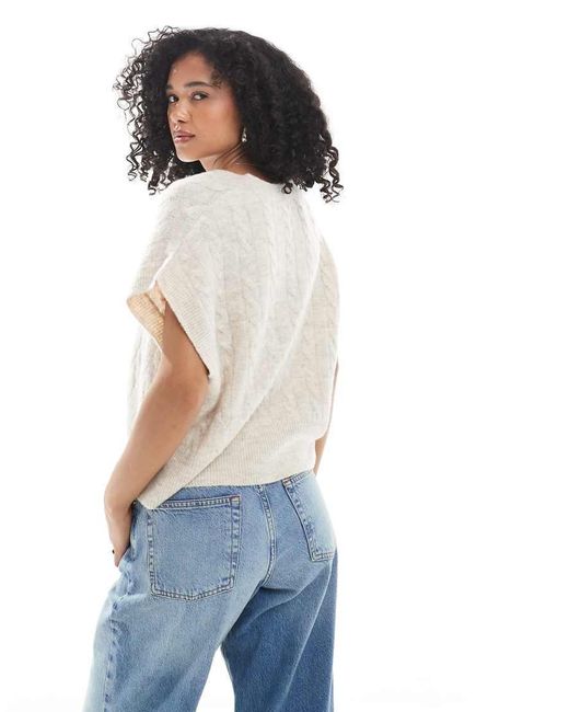 ONLY White Boxy Cable Knit Vest
