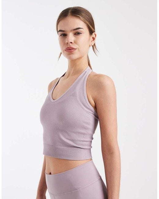 Adidas Originals Purple Workout Essentials Knit Halterneck T-Shirt