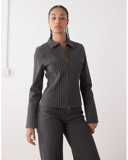 Weekday Gray Fitted Zip Jacket