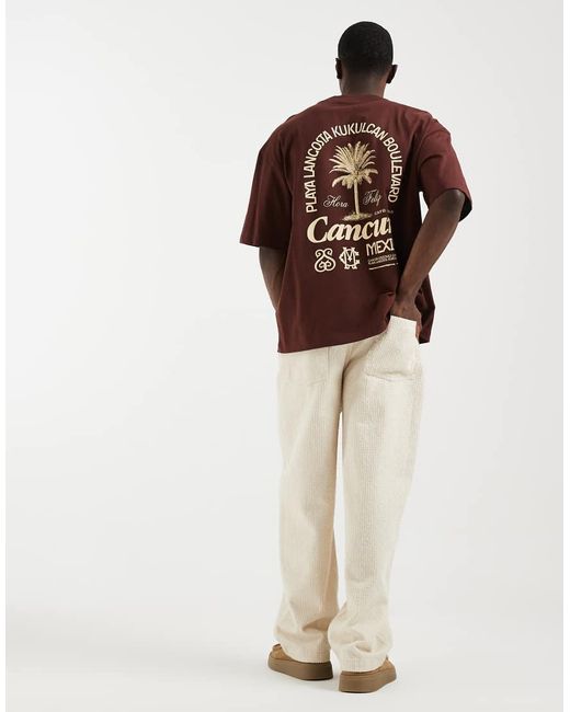ASOS Brown Oversized T-shirt With Palm Graphic for men