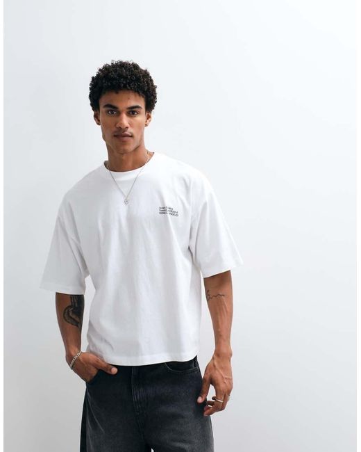 ASOS White Boxy Oversized T-shirt With Bubble Text Graphic for men