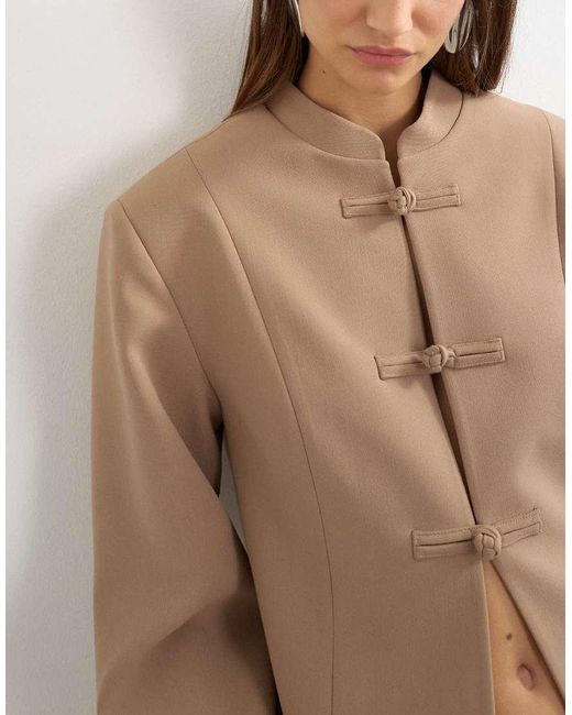 TOPSHOP White Mandarin Collar Blazer