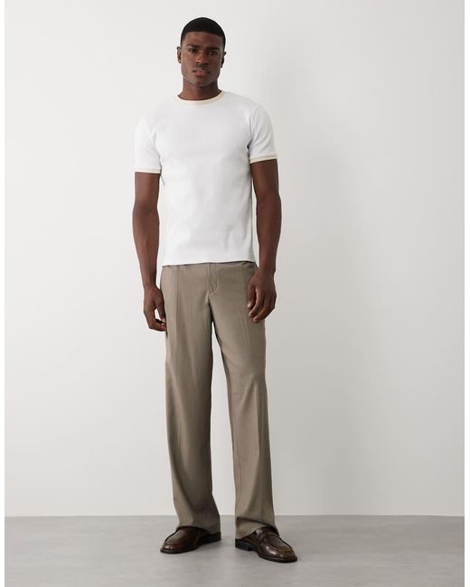 ASOS Brown Slim T-shirt With Contrast Trim for men