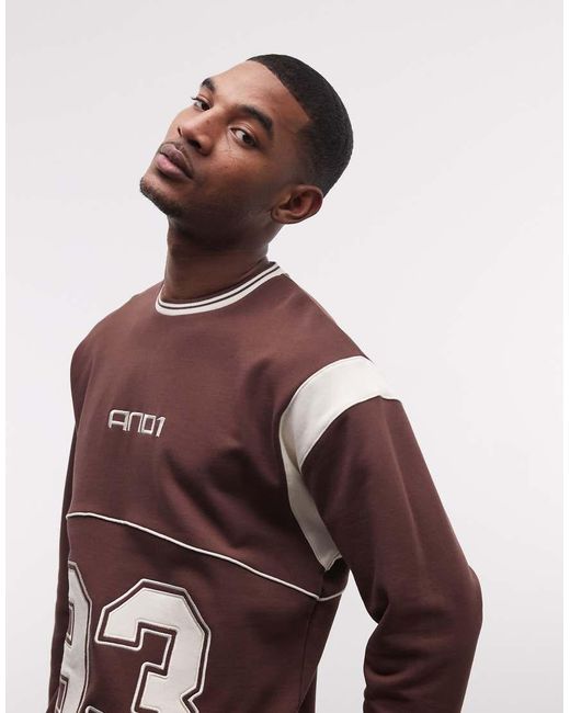 AND1 Purple 93 Logo Panel Sweatshirt for men